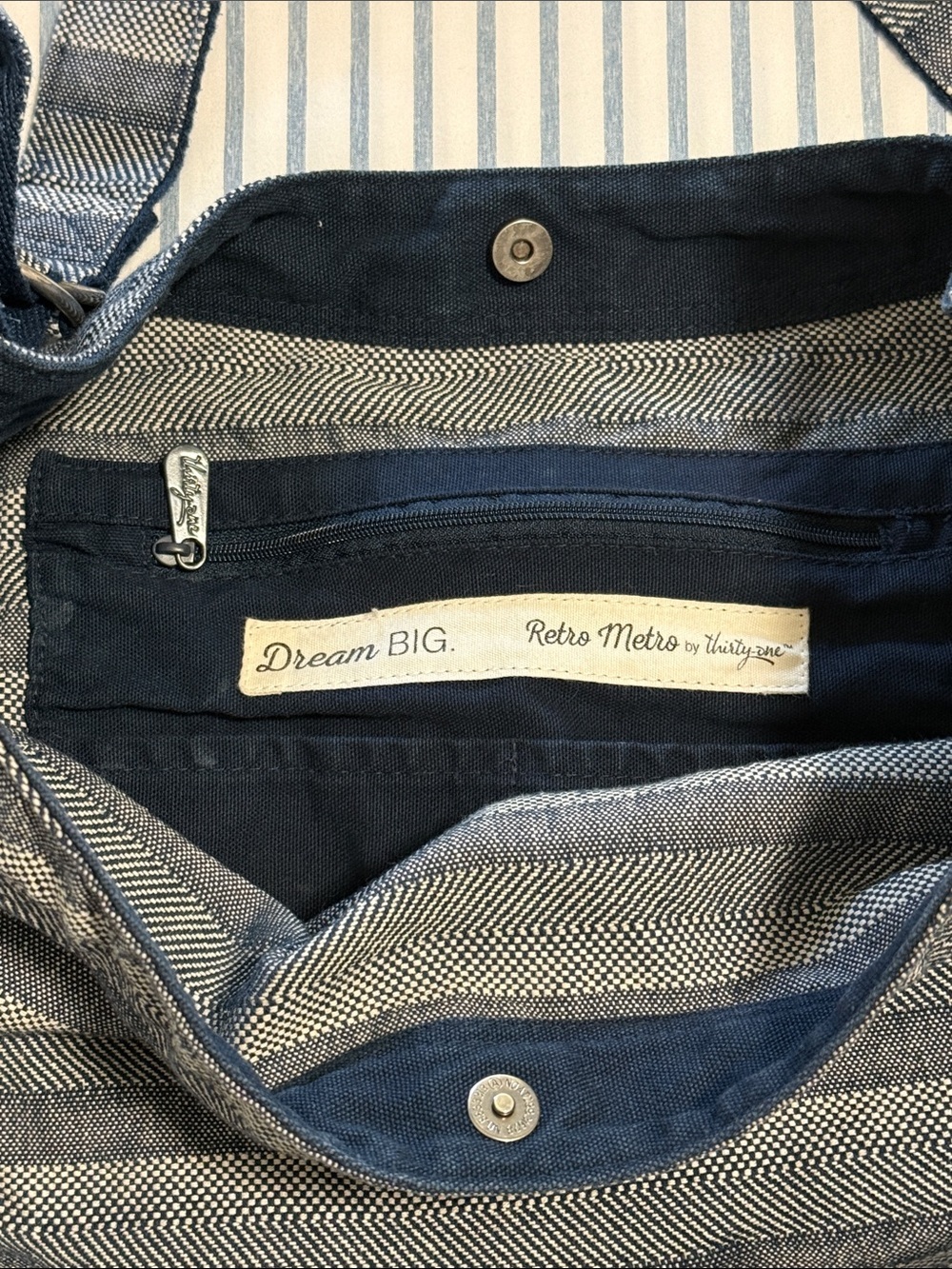 Thirty-one Navy Striped Shoulder Bag - Picture 6 of 11